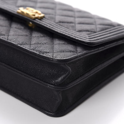 Chanel Caviar Quilted Boy Square Wallet On Chain WOC Navy 7 of 11