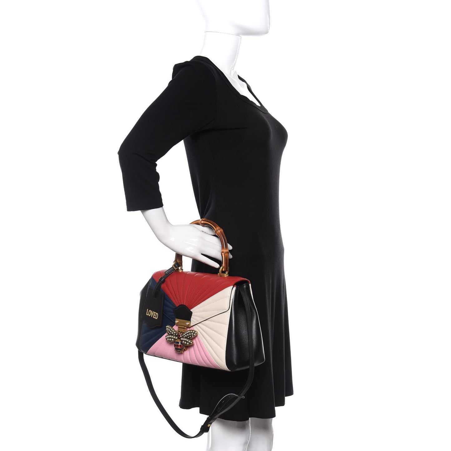 Calfskin Bamboo Trapuntata Queen Margaret Top Handle Bag Blue Agata Hibiscus Red Mystic White Sugar Pink