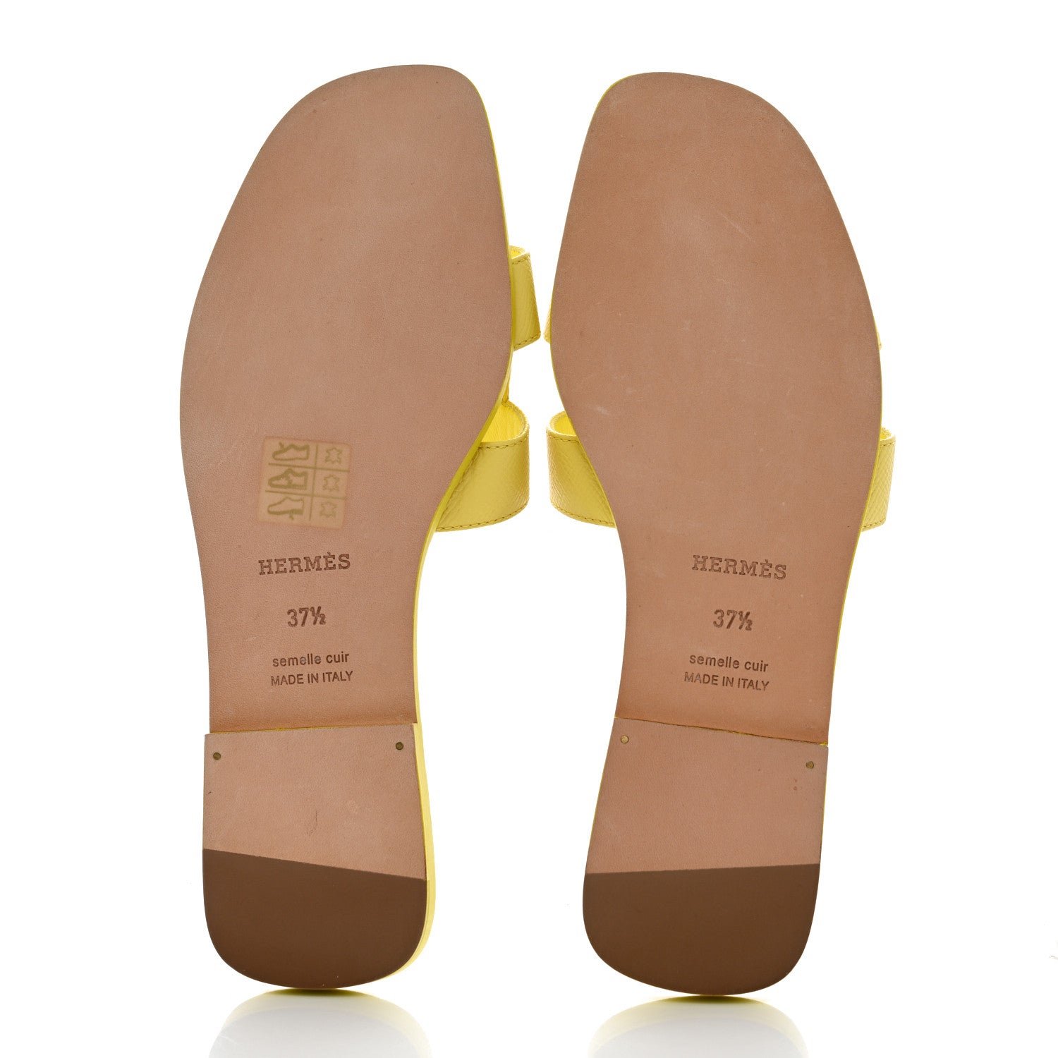 Hermes Epsom Oran Sandals 37.5 Jaune Pollen 5 of 8