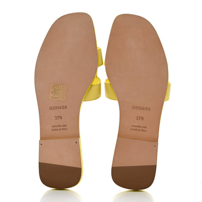 Hermes Epsom Oran Sandals 37.5 Jaune Pollen 5 of 8