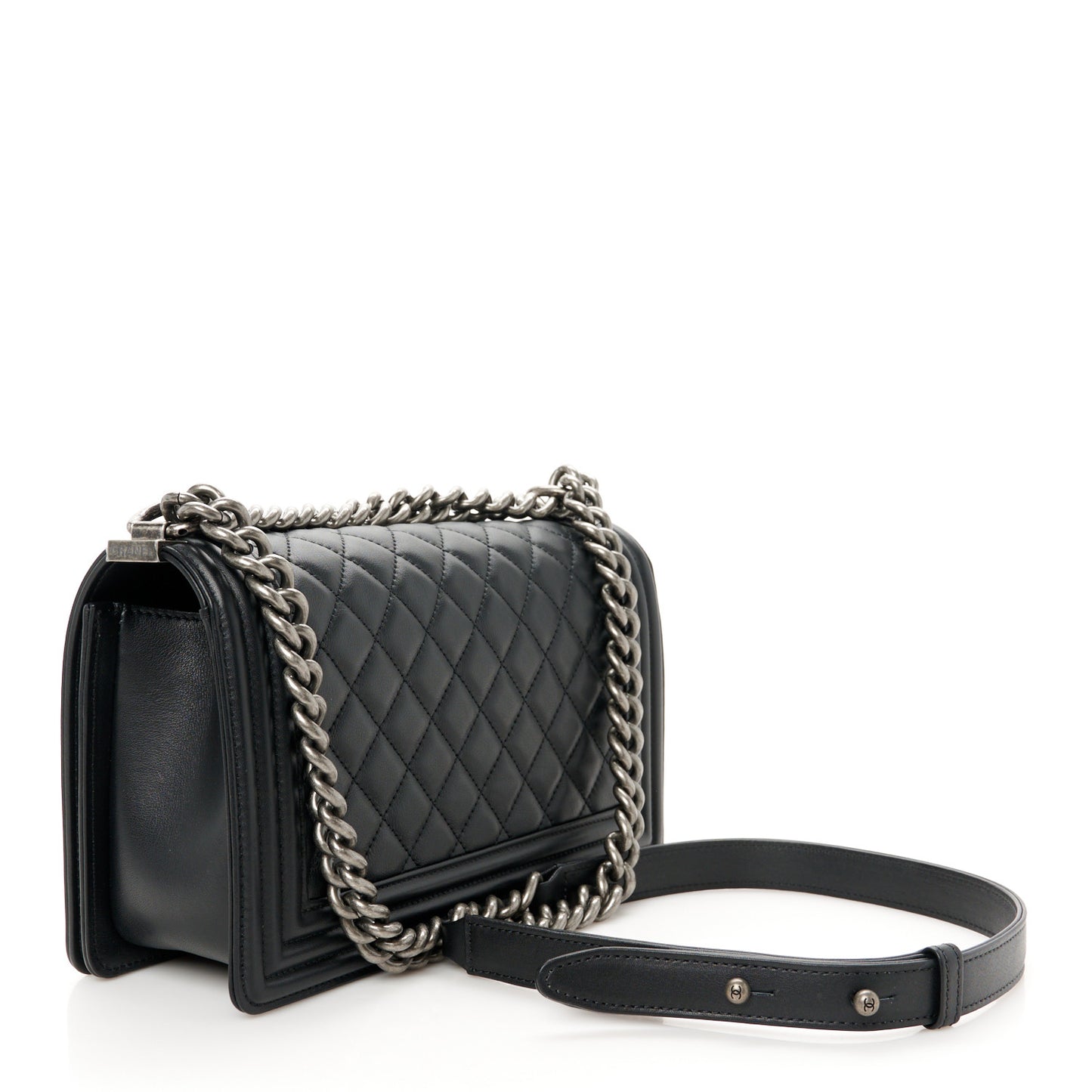 Calfskin Quilted Medium Boy Flap Black