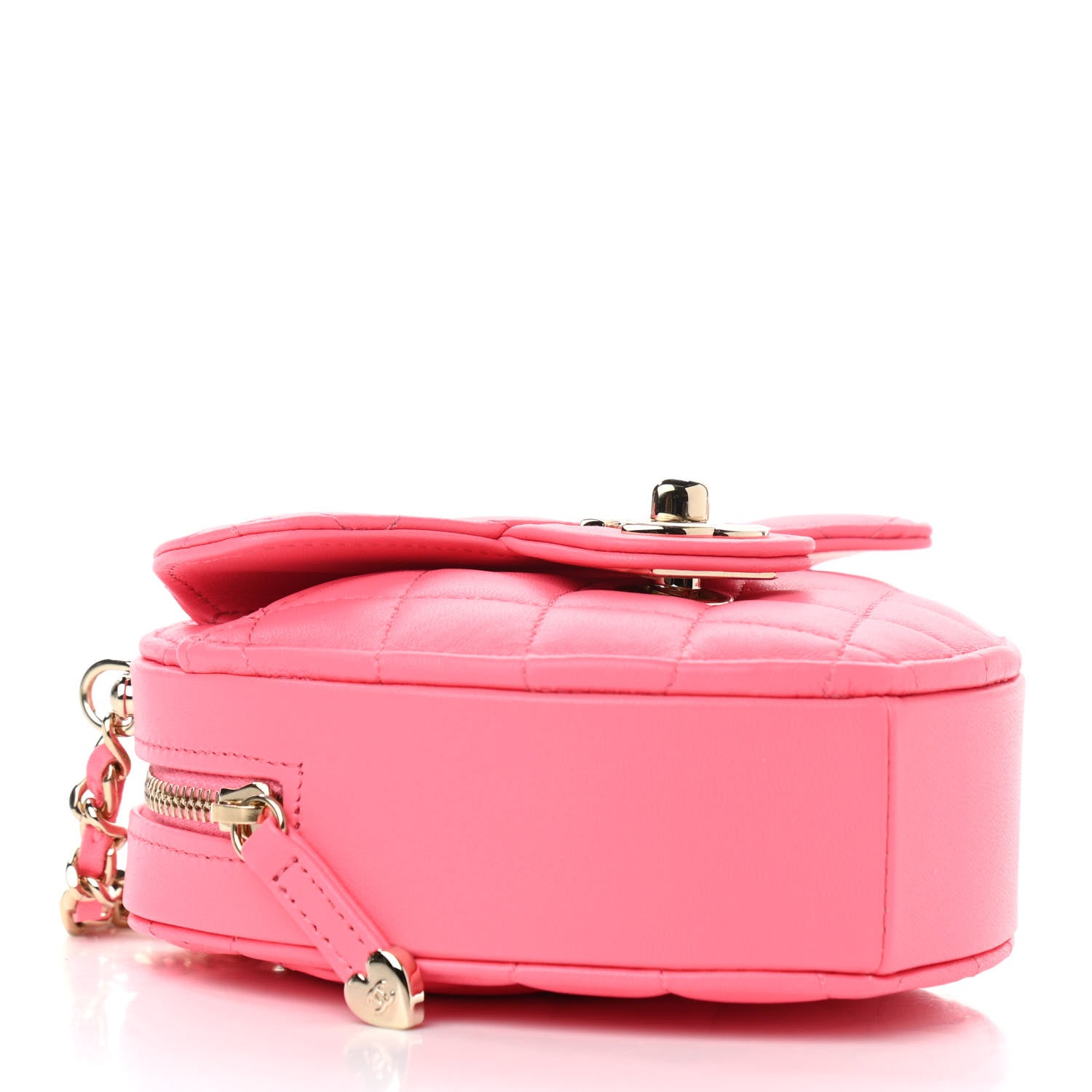 Chanel Lambskin Quilted CC In Love Heart Clutch With Chain Pink 3 of 10