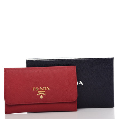 Prada Saffiano Metal Flap Wallet Fuoco 9 of 9