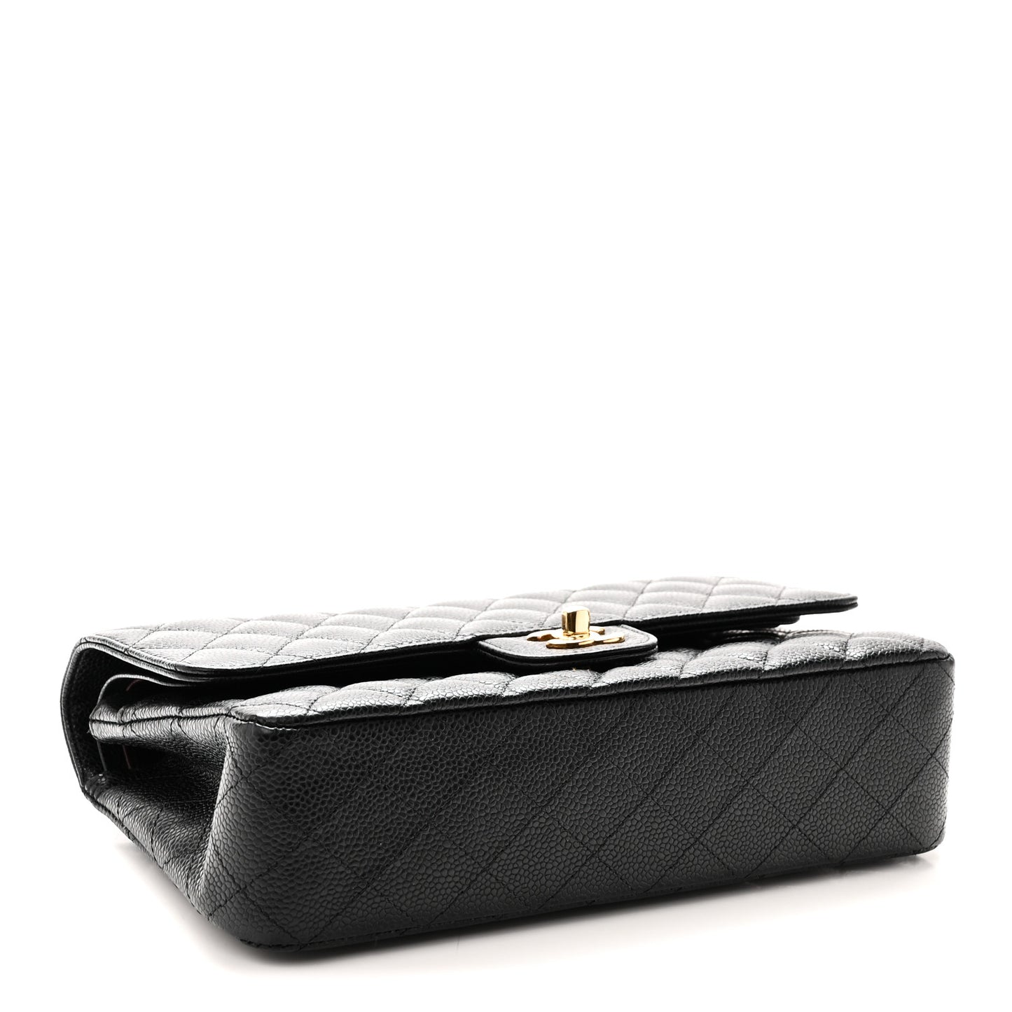 Caviar Quilted Medium Double Flap Black