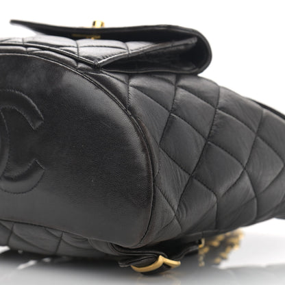 Chanel Lambskin Quilted Drawstring Backpack Black 10 of 13