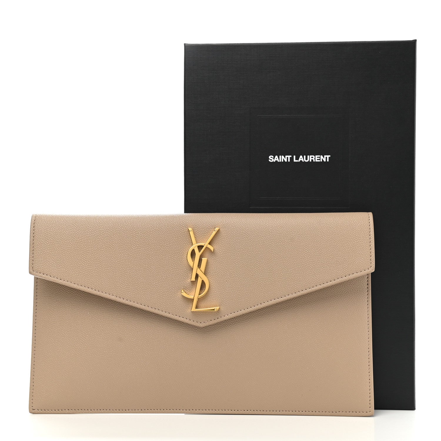 Saint Laurent Grain De Poudre Uptown Pouch Dark Beige 8 of 8