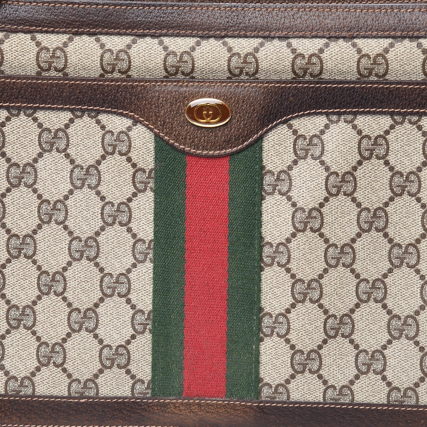 GG Plus Monogram Web Shoulder Bag Dark Brown