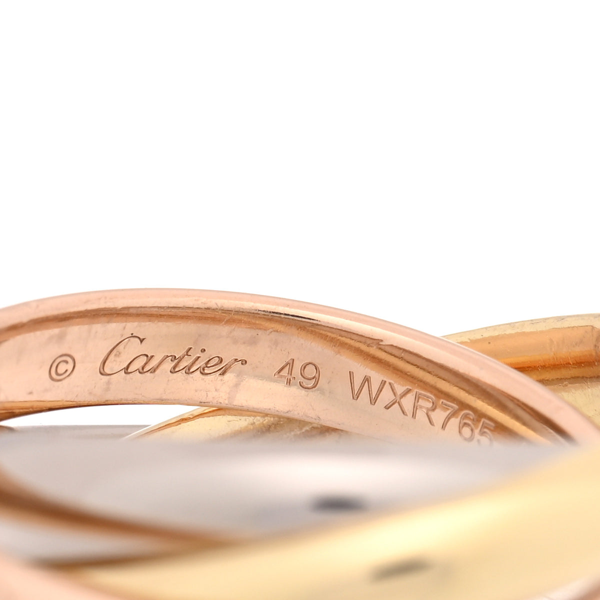 Cartier 18K Pink Yellow White Gold Small Trinity Ring 49 5 4 of 4
