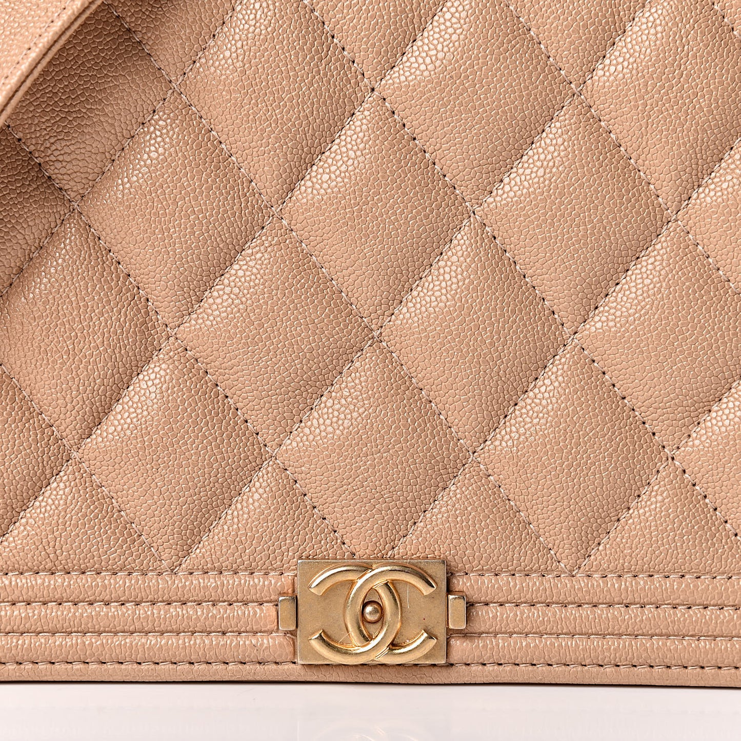 Caviar Quilted Boy Wallet On Chain WOC Beige