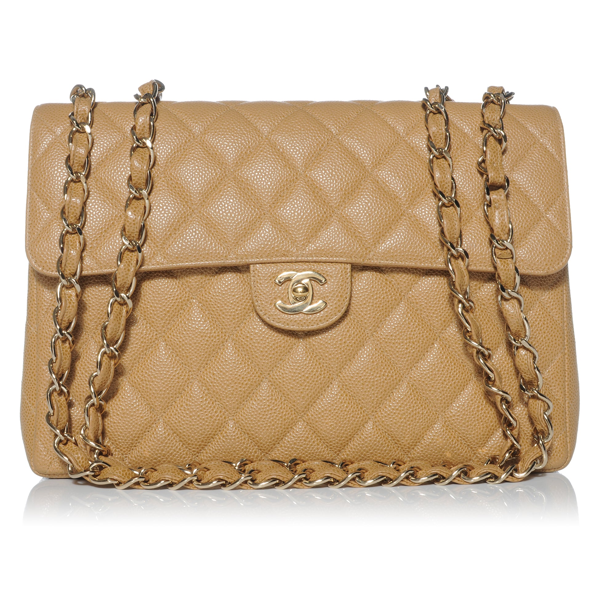 Chanel Caviar Jumbo Single Flap Beige 1 of 11