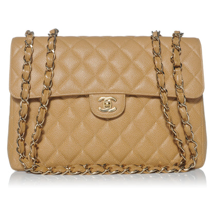 Chanel Caviar Jumbo Single Flap Beige 1 of 11