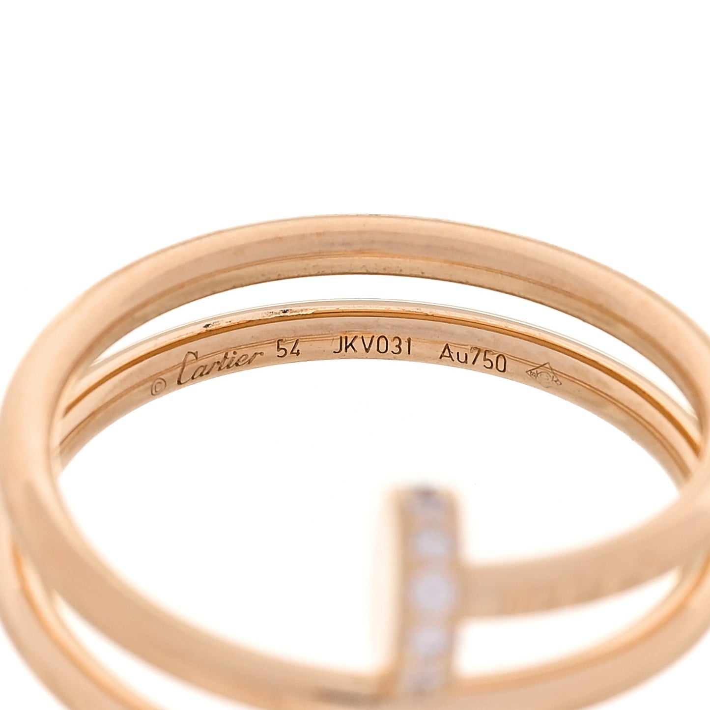 18K Pink Gold Diamond Double Juste Un Clou Ring 54 7
