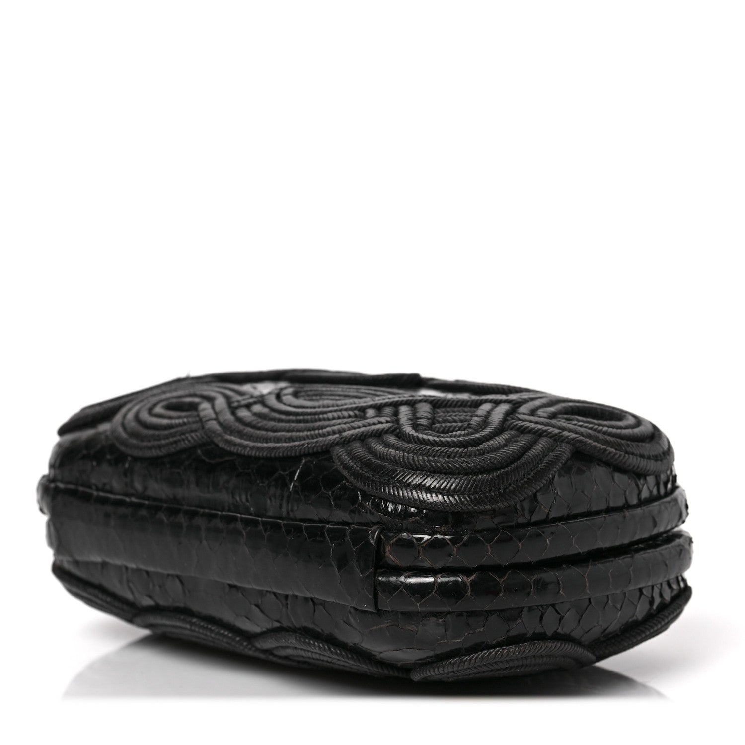 Bottega Veneta Snakeskin Passamaneria Woven Knot Clutch Black 8 of 8