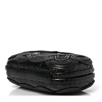 Bottega Veneta Snakeskin Passamaneria Woven Knot Clutch Black 8 of 8