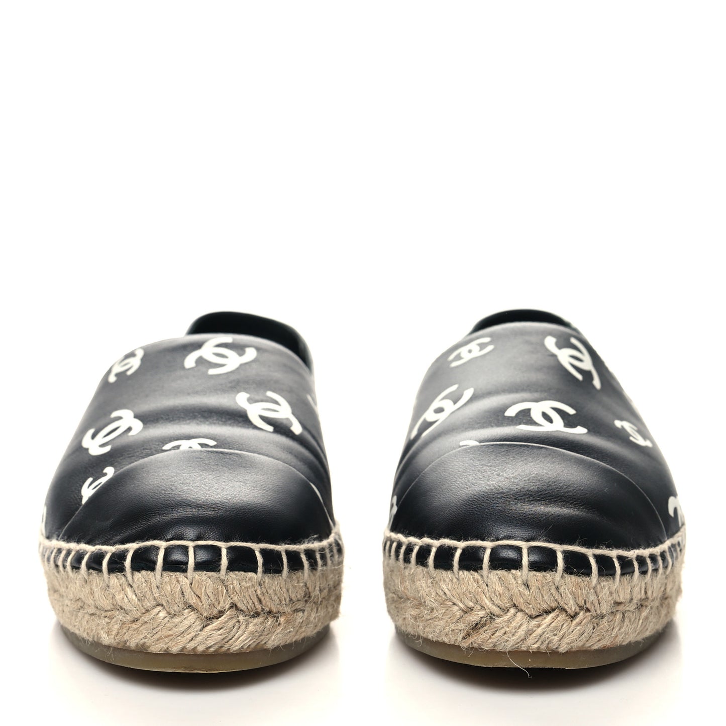 Lambskin Printed CC Espadrilles 38 Black White