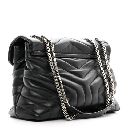 Saint Laurent Calfskin Y Quilted Monogram Medium Loulou Satchel Black 3 of 12