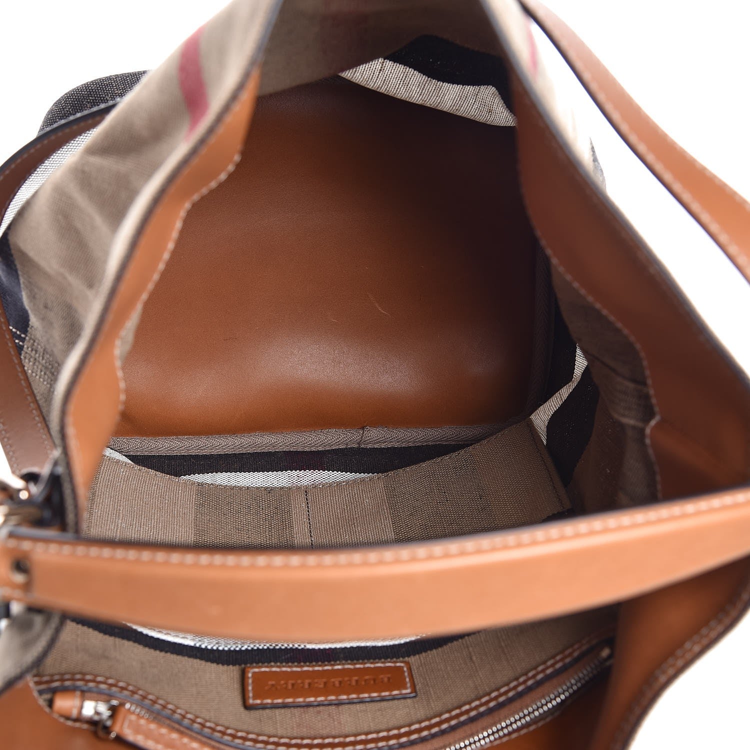 Burberry Canvas Mega Check Medium Ashby Hobo Saddle Brown 5 of 8