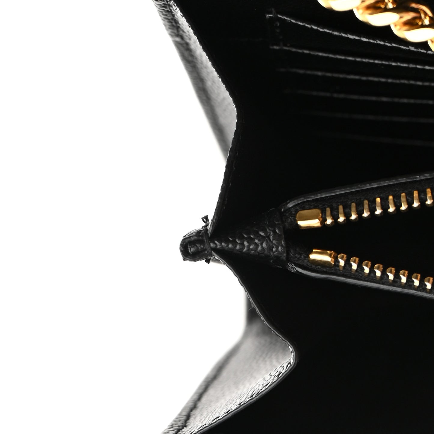 Grain De Poudre Matelasse Chevron Monogram Chain Wallet Black