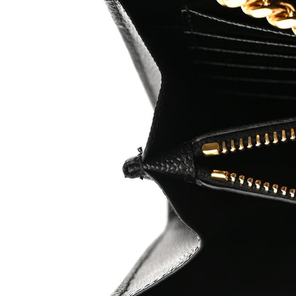 Saint Laurent Grain De Poudre Matelasse Chevron Monogram Chain Wallet Black 12 of 14