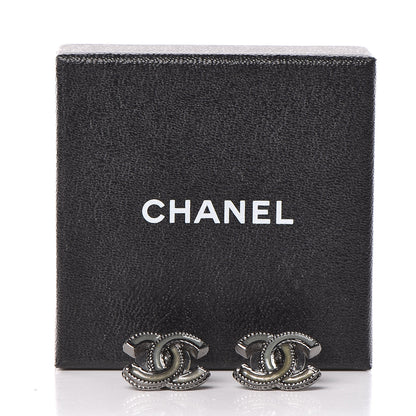 Chanel Enamel CC Earrings Grey Silver 5 of 5