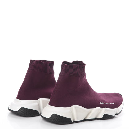 Balenciaga Neoprene Knit Womens Speed Sneakers 38 Prune White 4 of 6