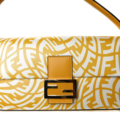 Fendi X SARAH COLEMAN Glazed Canvas Vitello King FF Vertigo Baguette 1997 Mimosa White 13 of 21