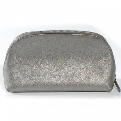 Chanel Leather Cosmetic Case Make Up Bag Pouch Silver 8 of 8