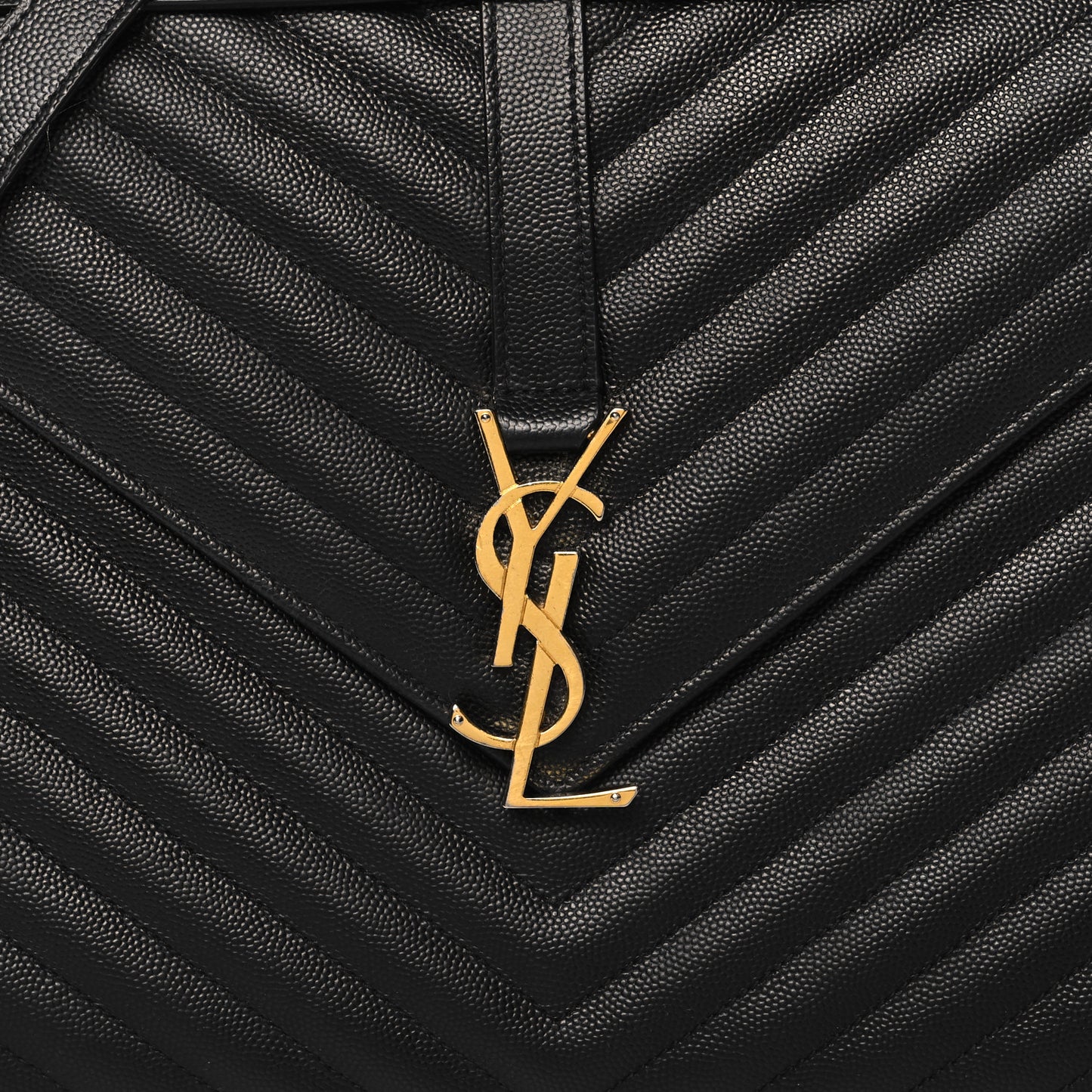 Grain De Poudre Matelasse Chevron Large Monogram Satchel Black