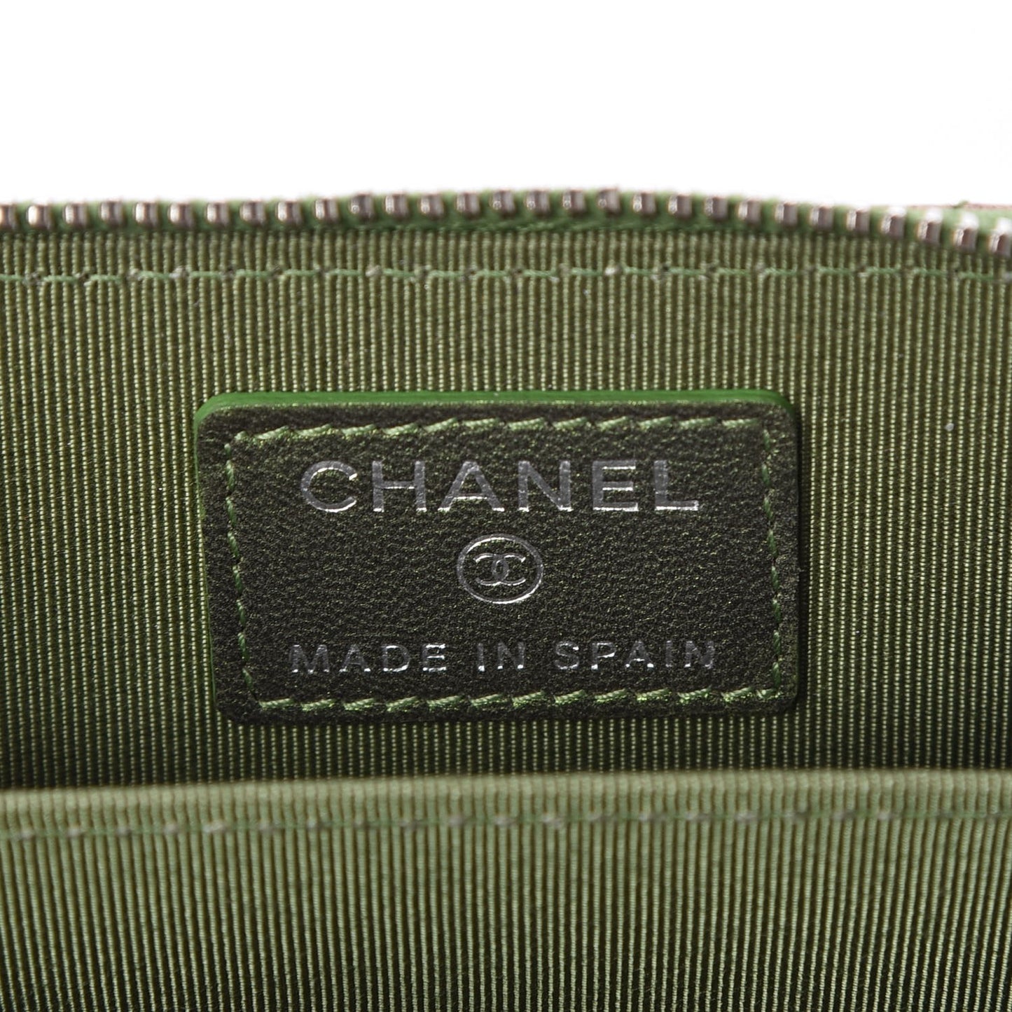 Metallic Lambskin Quilted Zip Around Coin Purse Wallet Green