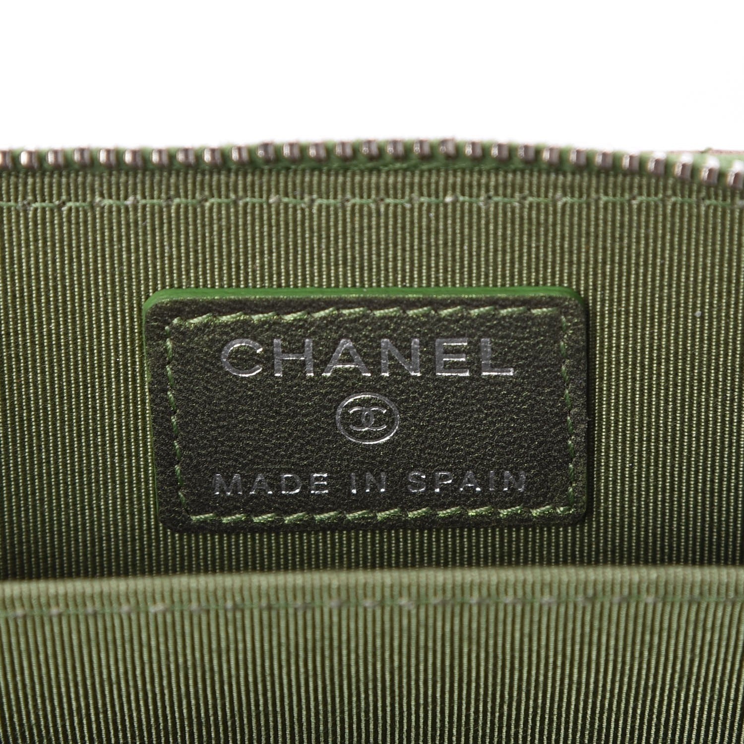 Chanel Metallic Lambskin Quilted Zip Around Coin Purse Wallet Green 5 of 8