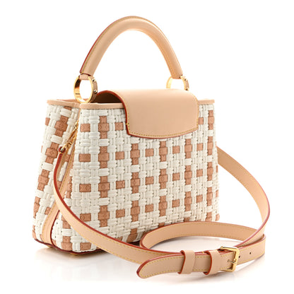 Louis Vuitton Woven Calfskin Heavenly Capucines BB White Natural 3 of 9