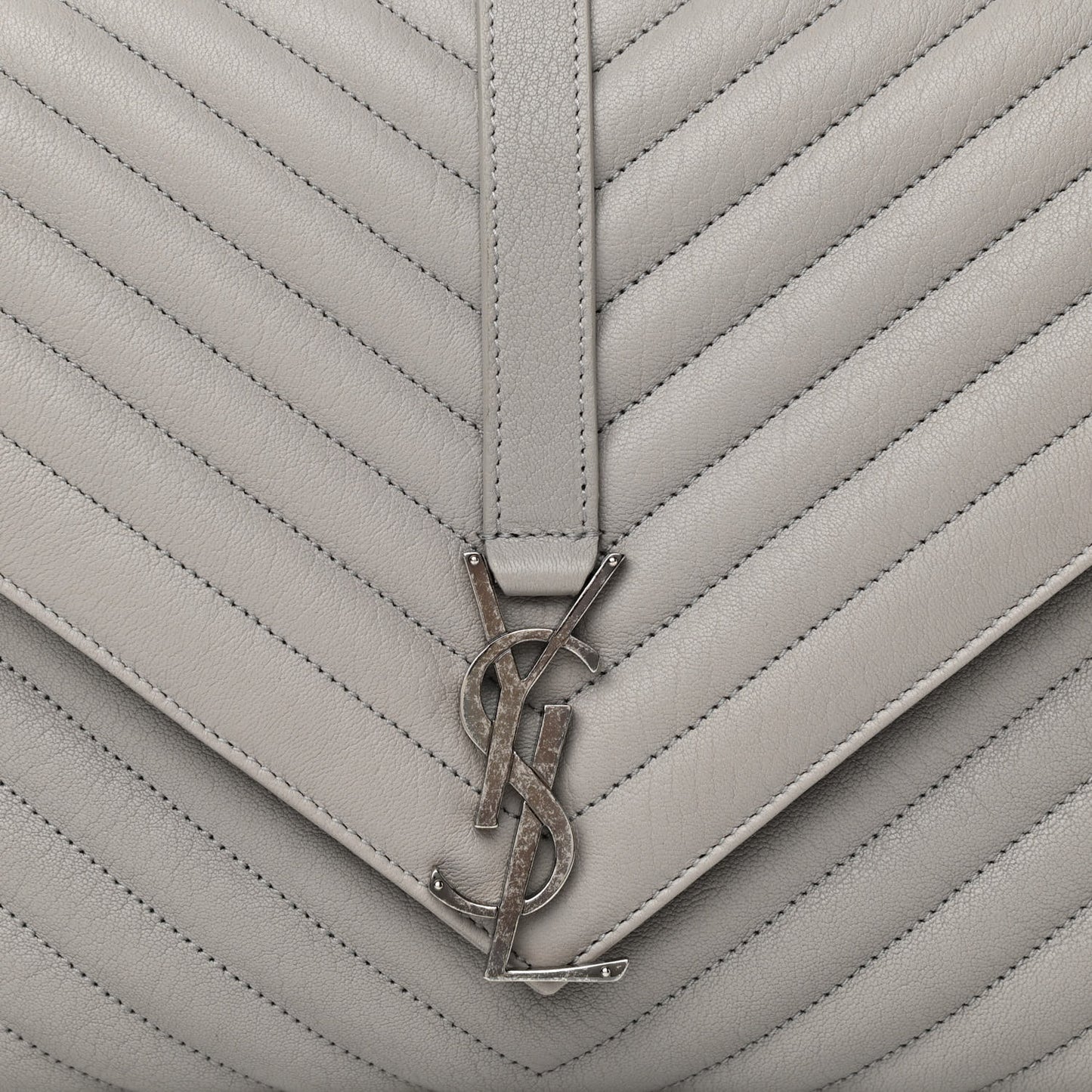 Sheepskin Matelasse Chevron Monogram Large College Satchel Souris