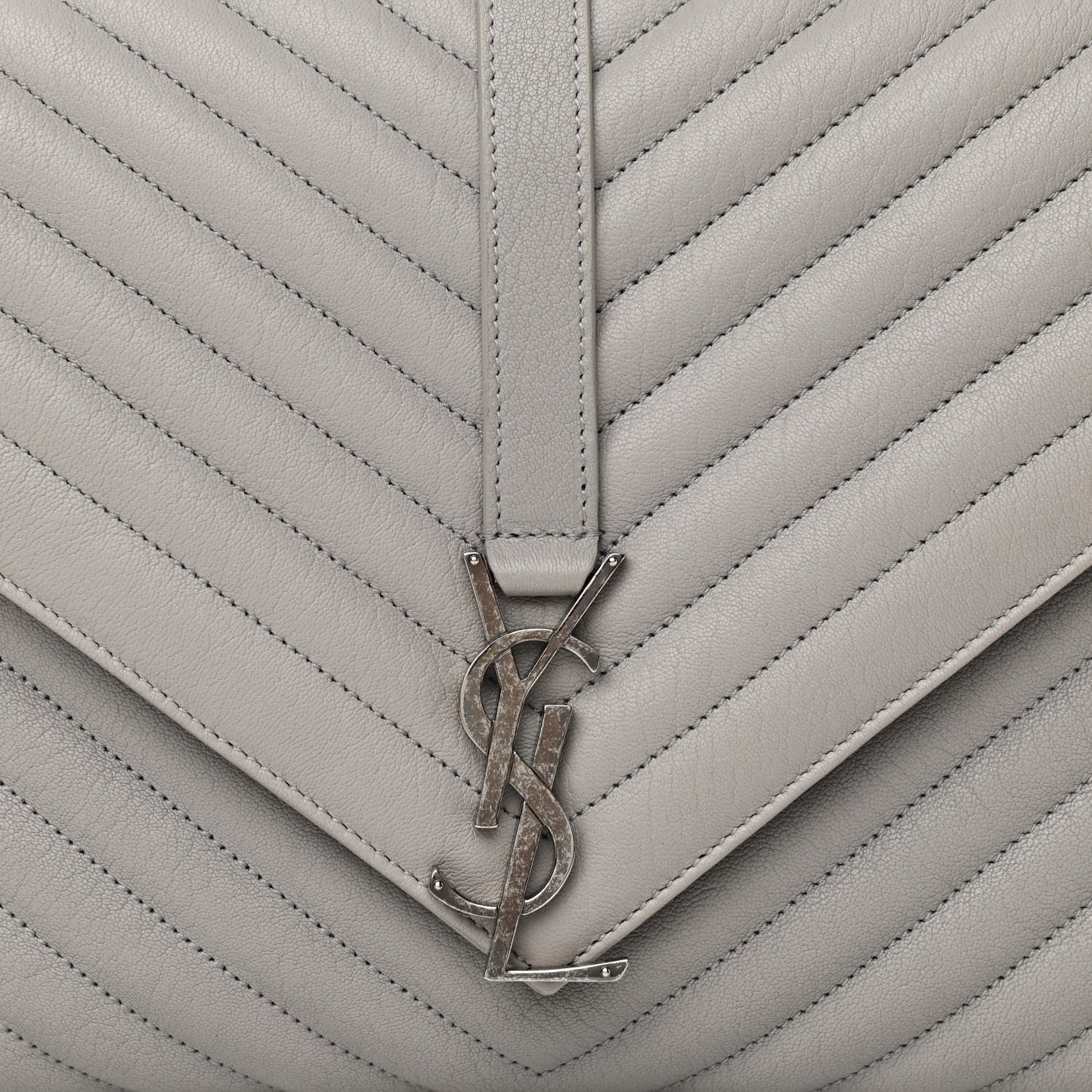 Saint Laurent Sheepskin Matelasse Chevron Monogram Large College Satchel Souris 10 of 12