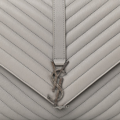 Saint Laurent Sheepskin Matelasse Chevron Monogram Large College Satchel Souris 10 of 12