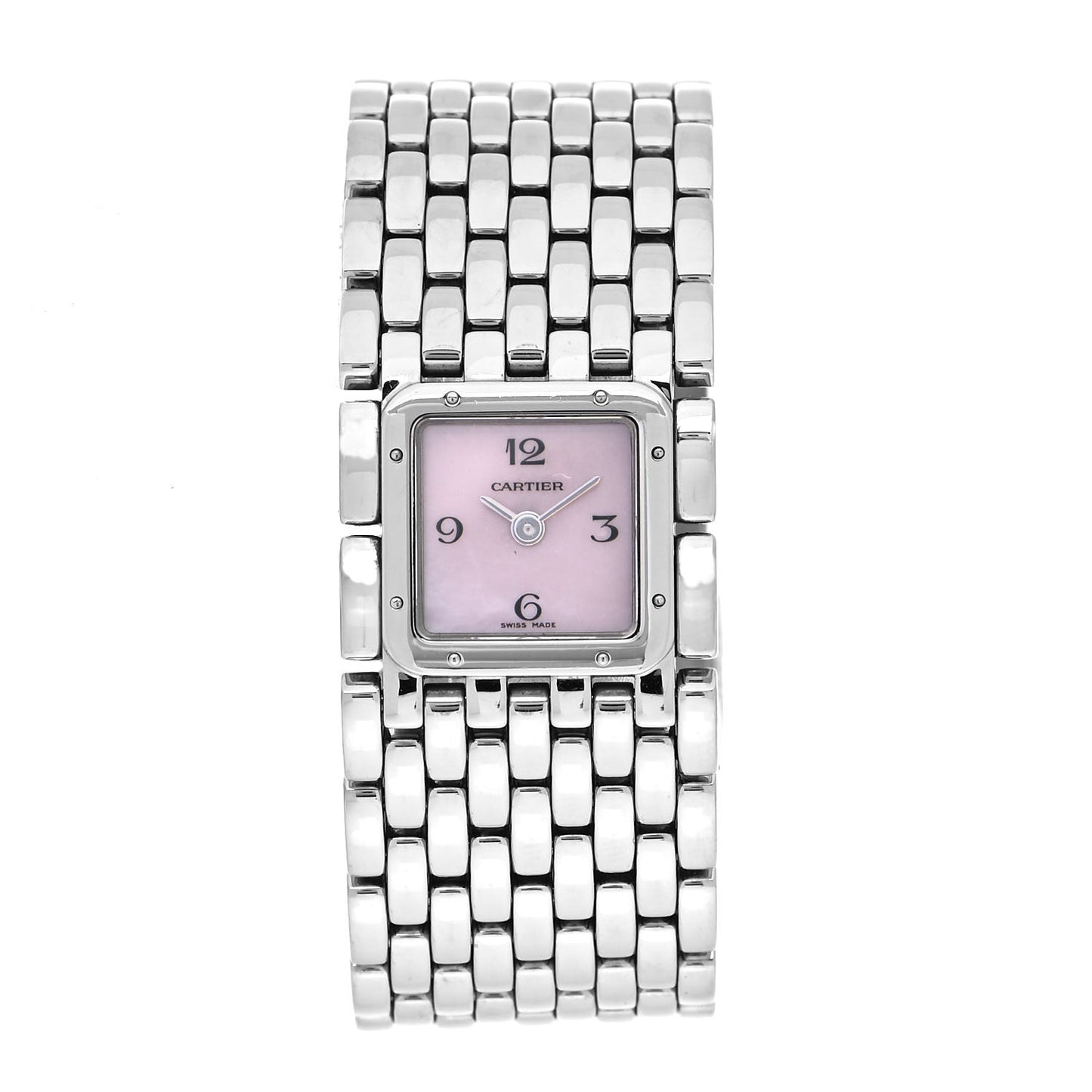 Stainless Steel Pink Mother of Pearl 21mm Panthere Ruban Quartz Watch