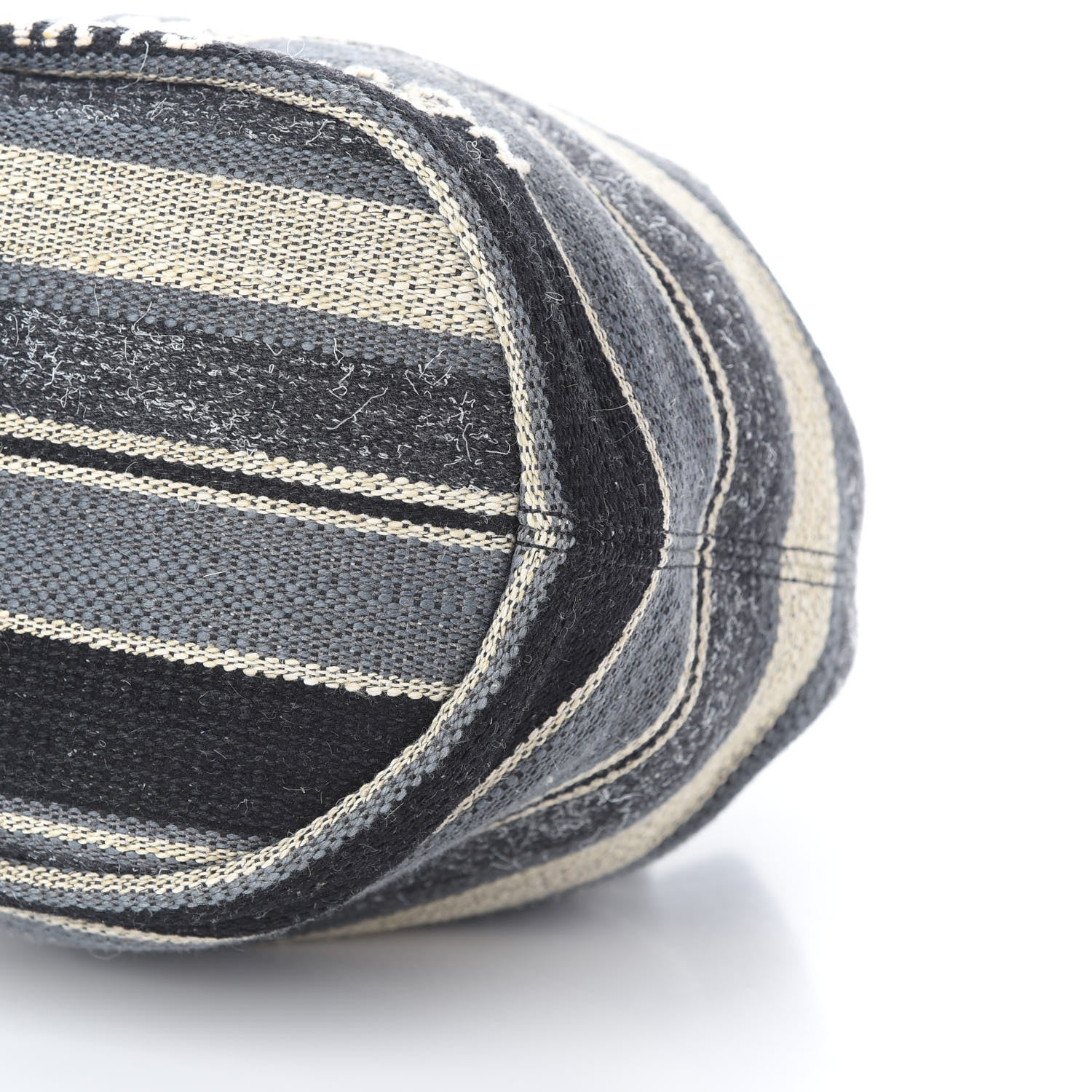 Chanel Striped Canvas Deauville Drawstring Bag Grey Black 9 of 9