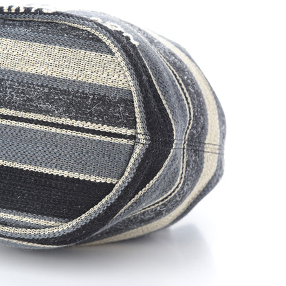Chanel Striped Canvas Deauville Drawstring Bag Grey Black 9 of 9