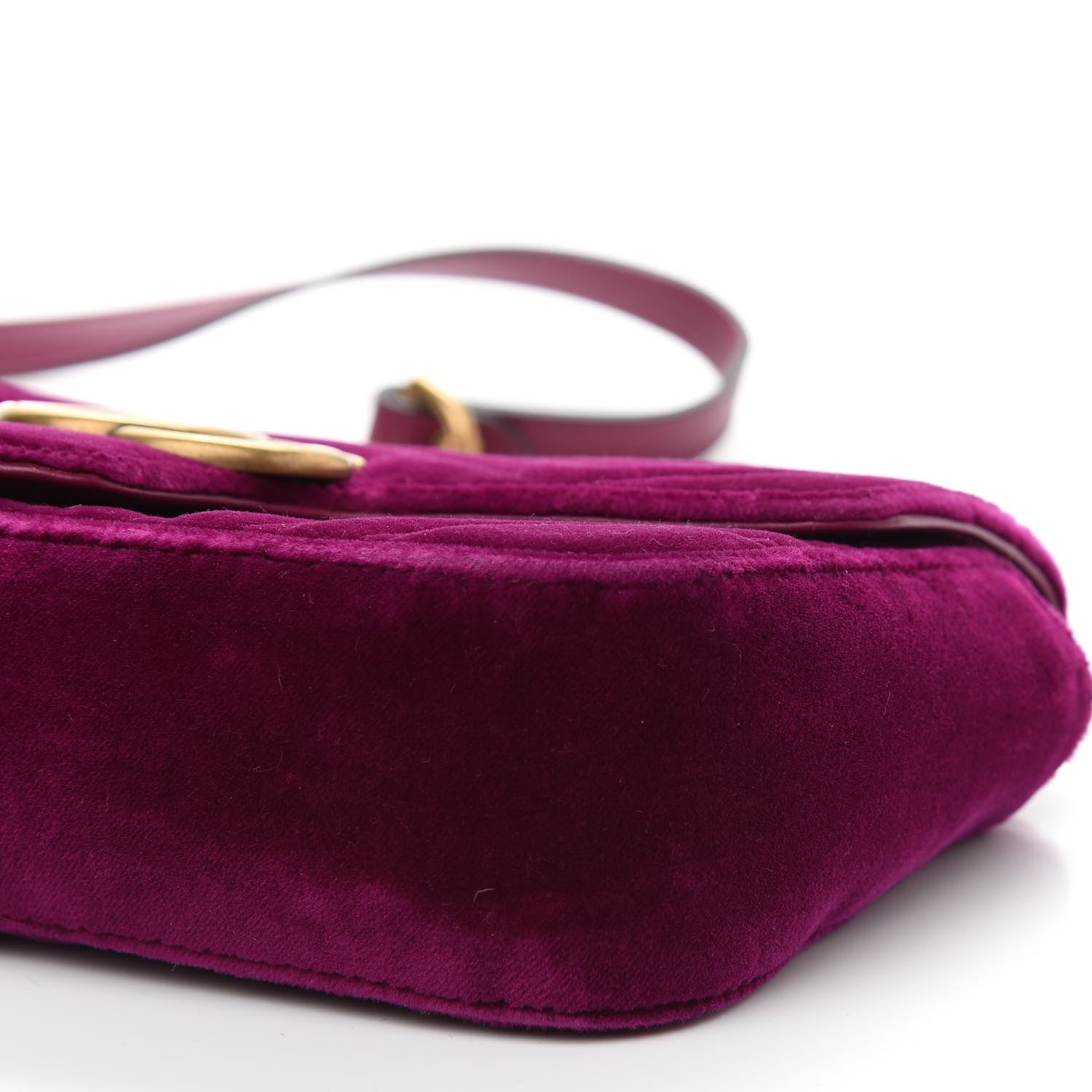 Gucci Velvet Matelasse Mini GG Marmont Shoulder Bag Fuchsia Violet Cyclamen 9 of 10