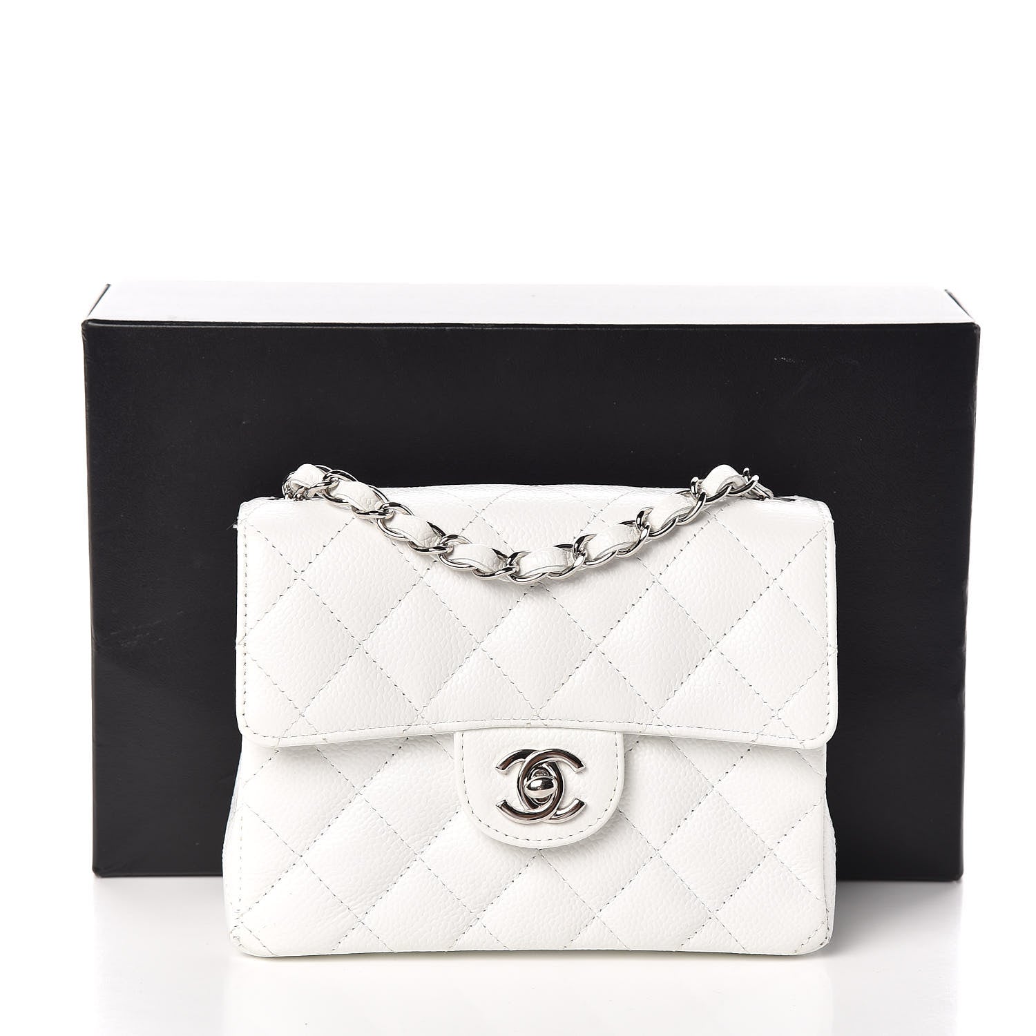 Chanel Caviar Quilted Mini Square Flap White 17 of 17