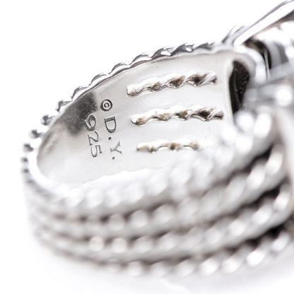 David Yurman Sterling Silver Diamond 16mm Wheaton Ring 53 6.25 5 of 5