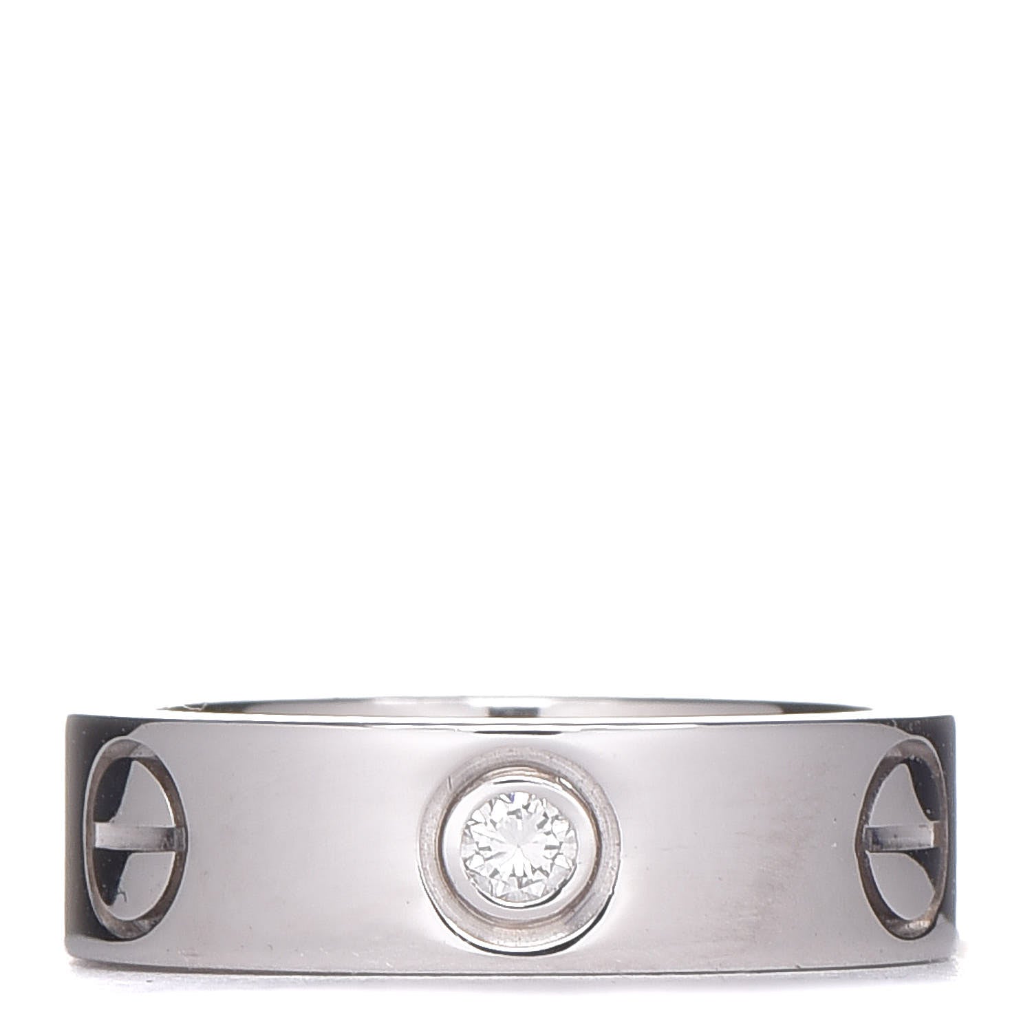 Cartier 18K White Gold 3 Diamond 5.5mm LOVE Ring 48 4.5 1 of 5