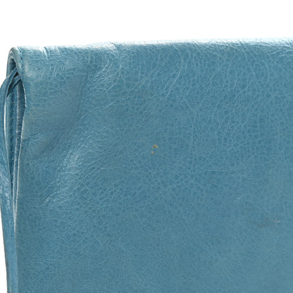 Balenciaga Agneau Giant 12 Silver Hardware Envelope Strap Clutch Bleu Tropical 12 of 14