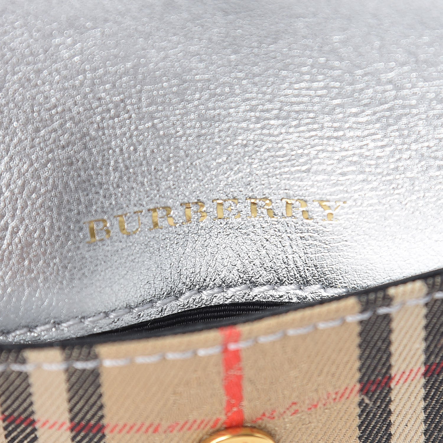 Burberry Smooth Calfskin 1983 Knight Check Envelope Card Case Silver 6 of 8