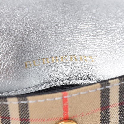 Burberry Smooth Calfskin 1983 Knight Check Envelope Card Case Silver 6 of 8