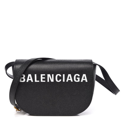 Balenciaga Grained Calfskin Logo Print Ville Day Bag XS Black 1 of 10