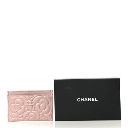 Chanel Goatskin Camellia Embossed Card Holder Light Pink 9 of 9