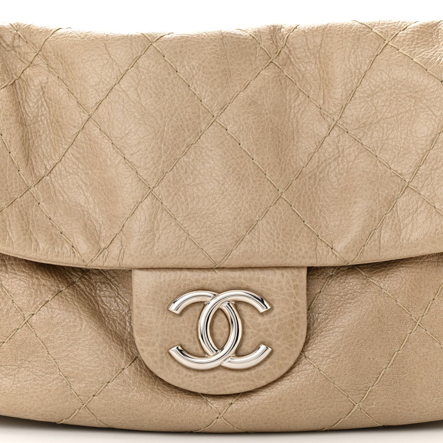 Glazed Calfskin Stitched On The Road Flap Dark Beige