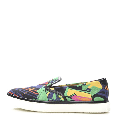 Hermes Cotton Canvas Tropical Modernisme Slip On Sneakers 40 Black Multicolor 1 of 8