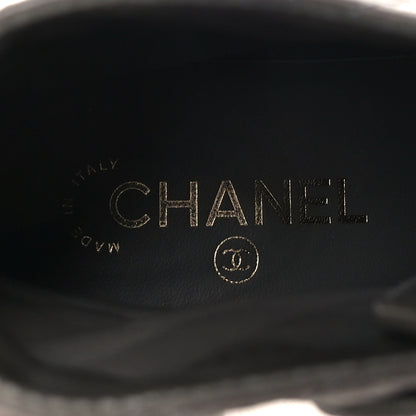 Chanel Shiny Lambskin Quilted Lace Up Combat Boots 39.5 Grey Black 8 of 10