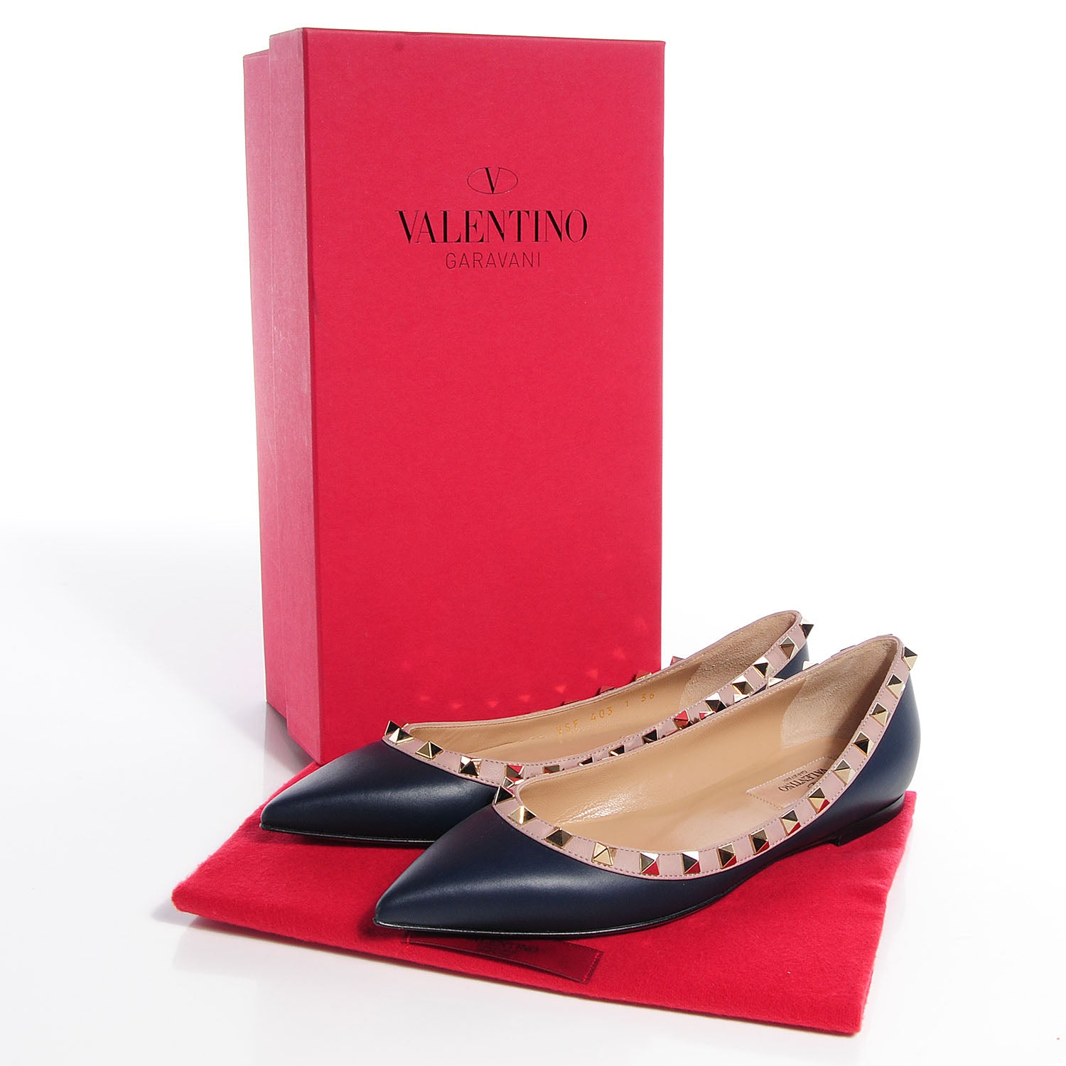 Valentino Garavani Nappa Rockstud Ballerina Flats 36 Marine Poudre 8 of 9